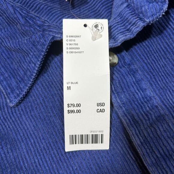 NWT Urban Outfitters Corduroy Work Shirt Blue Button Up - Picture 3 of 4